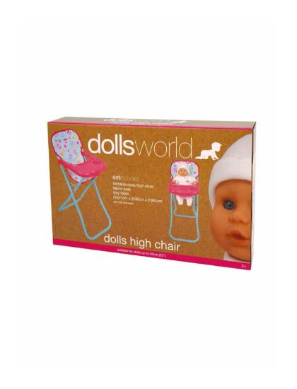 صورة كرسي مرتفع قابل للطي للدمية من دولز وورلد، مقاس 56 سم